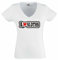 T-Shirt - Damen - weiß - XL - I Love Heart - V-Ausschnitt I Love Sloth - Bedruckt - lustig witzige Sprüche - Name - Fasching Party Fun Sport