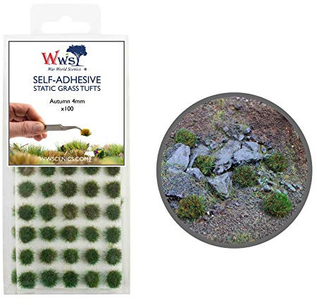 War World Scenics 4mm Herbst Selbstklebende Statische Grasbüschel x 100 - Modellbau Modellbahn Landschaftsbau Diorama Miniatur Tabletop Spiele Wargame Modelleisenbahn Geländebau