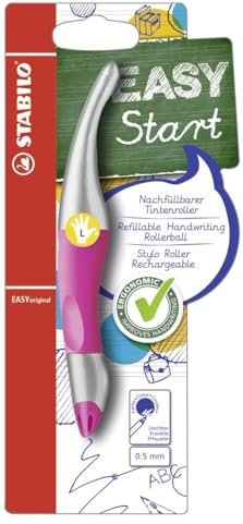 STABILO EASYoriginal - Stylo Roller Ergonomique Rechargeable FLUO Rose - Gaucher