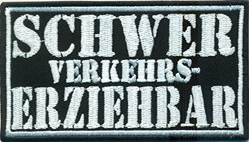 SCHWER verkehrs- ERZIEHBAR, Streetfighter Ducati Monster Biker Aufnäher Patch