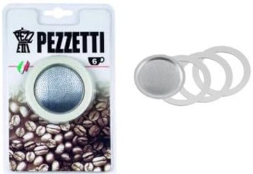 Pezzetti, Kit di Ricambio Per Caffettiera 6 Tazze, Include Due Guarnizioni, Un Filtro In Acciaio Inox, Compatibile Con Caffettiera Steelexpress
