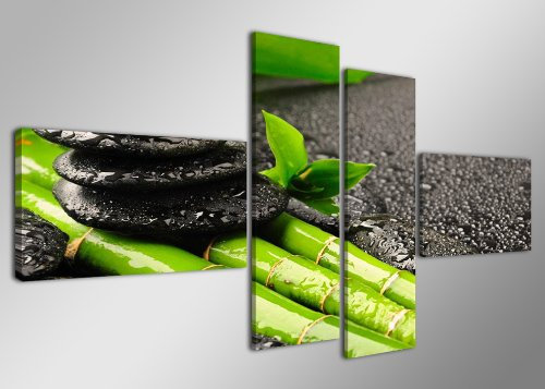 Visario 160 x 70 cm Bild auf Leinwand Stein Bambus 6527-SCT deutsche Marke und Lager - Die Bilder/das Wandbild/der Kunstdruck ist fertig gerahmt