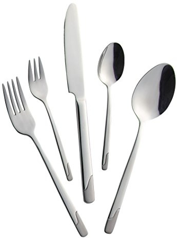 Mulex New Jersey Besteckset 60-TLG.Matt, Edelstahl 18/0 Nickelfrei, silber/Teilmattiert, 22 x 4 x 2 cm