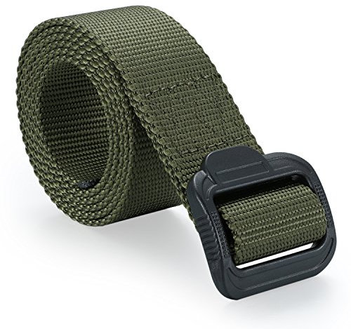 JewelryWe Unisex Gürtel Canvas Belt Stoffgürtel Hosengürtel Textil für Herren Damen Grün