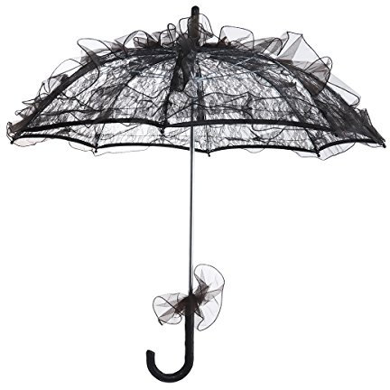 BESTOYARD Ombrello da Sposa in Pizzo Ombrello da Sposa da Nero Puntello per Matrimonio Decorazione da - Taglia Piccola