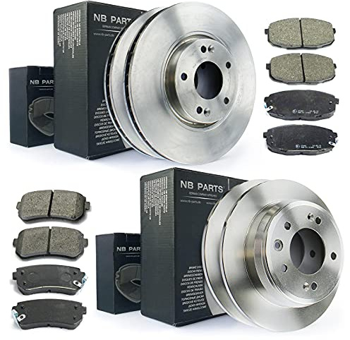 NB PARTS Bremsscheiben Bremsbeläge vorne hinten passend für Hyundai i30 15 Zoll für Kia Ceed ED