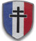 Ecusson CROIX DE LORRAINE - FFI Croix de la libération avec dos scratch et support à coudre fourni - Made in France - Taille 8x6,4CM - Support velours pour scratch à coudre offert