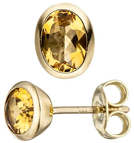 Jobo Damen-Ohrstecker aus 14 Karat 585 Gold mit Citrin Oval