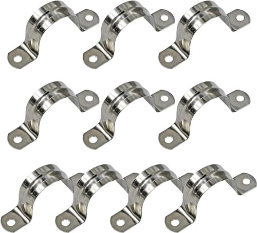 WYKA 2.5 Inch U-Tube Pipe Clamp,10 PACK 304 Stainless Steel Hose Clamp Card Riding Saddle Wire Pipe Cable Strap Clip Fastener 65mm