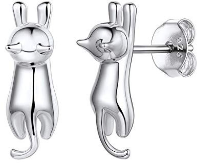 ChicSilver silber Katze Ohrstecker damen Kätzchenohrring aus 925 Katze Schmuck Mini Ohrstecker mit Geschenkebox für mädchen