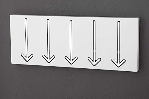 Licht-Erlebnisse Wandgarderobe mit 5 Garderobenhaken Pfeile Push Funktion 45 x 20 cm Weiß Flur Garderobe BIRAN