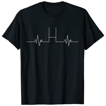 Lustige Rugby Outfits by Rugger Wear - Rugby Heartbeat - Herzschlag EKG mit Rugby Tor T-Shirt für Rugby Fans - Unisex, Schwarz, S