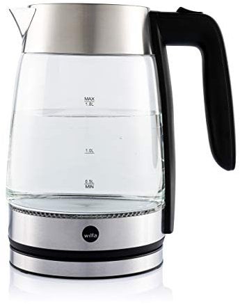 Wilfa PURE BOIL Wasserkocher - mit einem Fassungsvermögen von 1,8 Liter, 2200 Watt, außenliegende Wasserstandsanzeige, silber