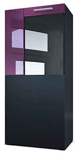 Vladon Vitrine de cinéma, Noir Mat/mûre Haute Brillance - Vitrine Moderne en Verre - (LxHxP) : 50,5 x 111 x 32,5 cm