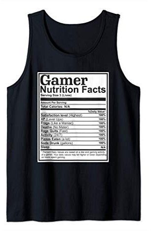 Gamer Table Chart of Nutrition Facts Funny Video Games Lover Tank Top