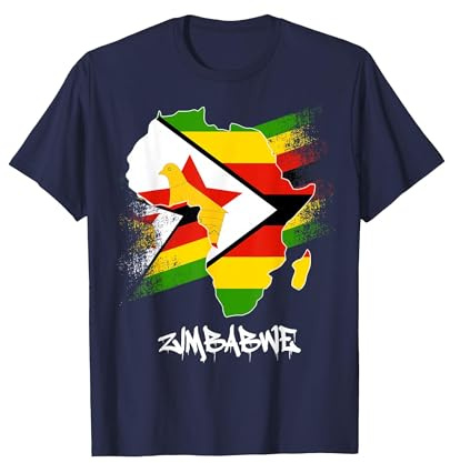 Zimbabwe Flag with Africa Map Love Zimbabwe Zimbabwean Pride T-Shirt