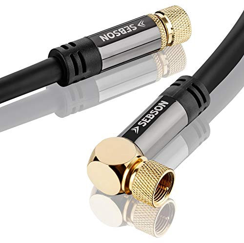 SEBSON Cable Antena Satelite 1m Acodado, F Connector Macho/Macho, 105dB 75 Ohm, Cable Coaxial TV (HDTV, UHD, 4K), Parabolica, Radio, Internet