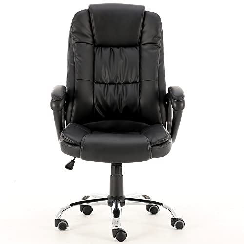 ADGO Idol Gaming Stuhl mit Armlehnen, Computerstuhl auf Rollen, Gamingstuhl, Schreibtischstuhl, Bürostuhl mit Kopfstütze, Ergonomischer, Konferenz Arbeits, Drehstuhl, Sitzhöhenverstellbar, Schwarz