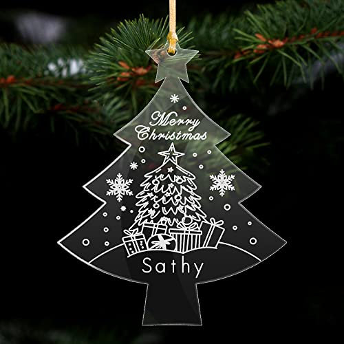 Christmas Bauble Personalisd Xmas Tree Decorations Engraved 2024 Acrylic Decoration Christmas Tree Baubles Memorial Keepsake Gifts Santa Gift for Family (Tree)