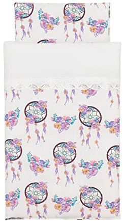 TukuTuk Puppenbettwäsche - Bezug 100% Baumwolle - Puppenbettwäsche für Puppenbett - Füllung 300 g / m2 Vliesstoff - Handgemacht Puppen Bettwäsche Set - Puppenwagen Zubehör (Lavender Dream)