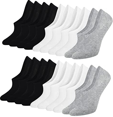 Blu Ninfee Sneaker Socken Damen Füsslinge Herren 10 Paar, Unisex Füßlinge mit Rutschfest Silikon, Unsichtbare Sneakersocken, Atmungsaktive Kurzsocken No Show Socken Footies 43-46
