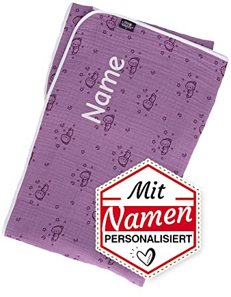 Sterntaler Babydecke mit Namen personalisiert/Bestickt, Tonie Schlummerhase Schlummerbande Musselin Decke, Personalisierte Kinderdecke Babydecke Kuscheldecke, Geschenk Geburt, Geburtstag