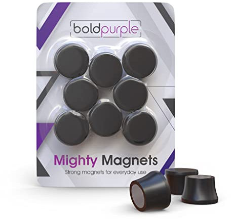 Strong Magnets for Whiteboard, Glassboard and Fridge (Black, 8 Pack, Small). N54 Neodymium Rare Earth Heavy Duty Magnets for Home and Office Supplies.