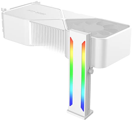 MIWATT DS White RGB Graphics Card GPU Support Bracket, Single Slot Cards, Support Video Card Holder Bracket with 5V 3PIN ARGB LED, Anodized Aerospace Aluminum (H series)