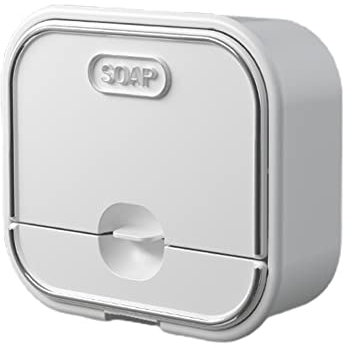 FIYSON Porte-Savon Mural avec Couvercle Rabattable - Support de Rangement pour Savon avec tiroir - Accessoires de Salle de Bain - Porte-Savon Mural pour Salle de Bain, Cuisine, évier (Blanc)