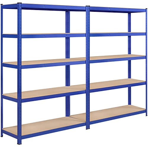 Abician Étagère Charge Lourde 875kg Étagère de Garage Rangement 5 Niveau Réglables Cadre en Métal 180 x 240 x 45cm Bleu
