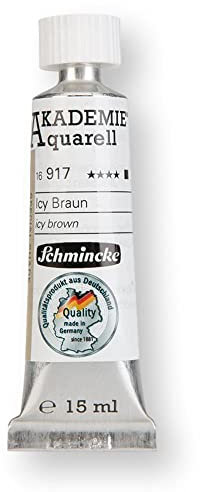 Schmincke – AKADEMIE® Aquarell Tubenfarbe, pastellige Icy Colours Sonderfarben, 15 ml Tube, 16 917 006 Icy Braun, feine Künstler-Aquarellfarben