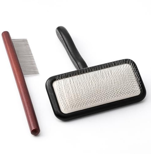 Carpet Rake Sheepskin Wool Brush and Cleaner Comb, Black, 2PCS(Big+Small)