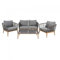 Grindi - Gartenmöbel Lounge Set, Seilgeflecht, Seilbespannung, Balkonmöbel - 4 Personen, mit Sofa, Tisch & Stühlen - grau, Nita - wetterfest Sitzbezüge - für Garten, Balkon, Terrasse, Flache