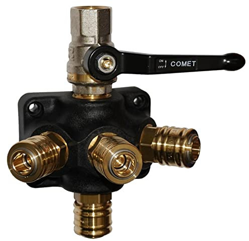 Druckluftverteiler Durchgangsverteiler Wanddose Wandverteiler Druckluftdose Luftverteiler, Verteilerdose versch. Ausführungen (mit Kupplung und Kugelhahn 3-fach, 1/2)