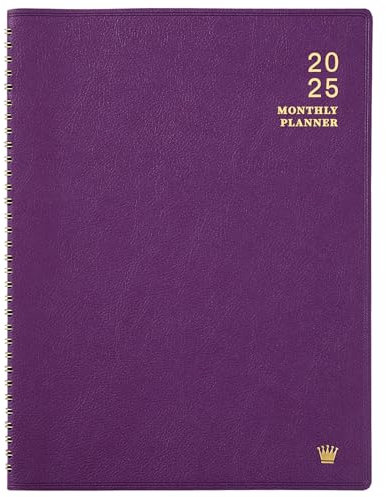 Monatsplaner 2024 – Januar 2024 – Dez. 2024, 12 Monate Kalender/Planer 2024 mit Kunstleder, 22,5 x 29,0 cm, 15 Notizseiten, starker Zwilling – Drahtbindung, Tasche, monatliche Registerkarten,