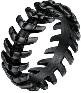 U7 Schlangenknochen-Ring für Männer Edelstahl Schwarz Vintage Schlangen Statement Ring Biker Hip Hop Roker Ring Modeschmuck Accessoire für Damen Vater Ehemann(Ring Größe 70)
