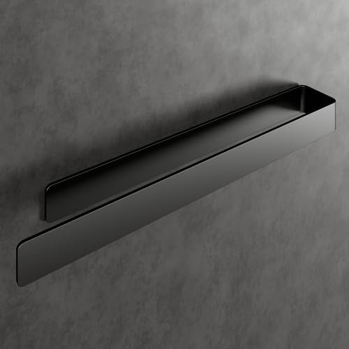 Barra portasciugamani LIEBHEIM senza forare - nastro adesivo di montaggio e superficie adesiva extra large - barra portasciugamani in alluminio da incollare (nero alluminio, 40 cm)