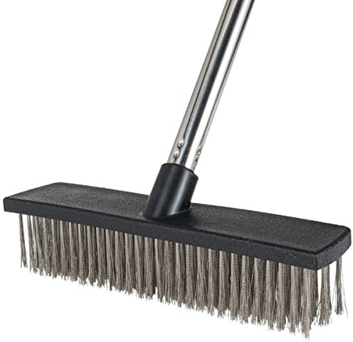 Xifando Heavy-Duty Push Broom Brush - Perfect for Bathroom, Kitchen, Patio, Garage, Deck, Concrete, Wood, Stone, and Tile Floors (10.6 Stainless Steel Bristle-Black)