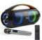 DYNASONIC D93 Tragbarer Bluetooth Lautsprecher IPX7. Kabelloser Outdoor-Lautsprecher. Stereoanlage. Soundplayer mit integrierten LED-Leuchten. Micro-SD, USB.