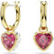 Swarovski Chroma drop earrings, Heart, Red, Gold-tone plated