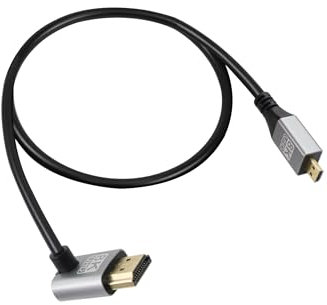 RIIEYOCA Câble étendu UHD 8K Micro HDMI mâle vers HDMI mâle 48Gbps High Speed 2.1 supportant 8k@60Hz, 1080p, ARC, 3D, pour DVR, HDTV, (Angle vers le bas, 0.5m)