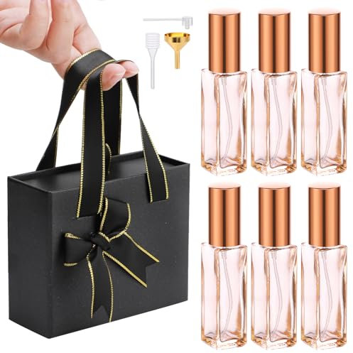 Segbeauty Porta Profumo da Viaggio, 6 Pezzi 10ml Nebulizzatore Profumo, con Scatola Regalo, in Vetro, Flacone Spray Vuoto per Festa, Regali