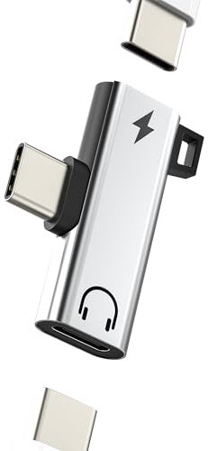 Adaptador de auriculares USB-C (2 en 1) para Apple iPhone15 Pro Max Plus para iPad Pro Air Mini Charger Aux Dongle DAC Dual Type C Jack Cable divisor de audio compatible con Samsung Galaxy S23 Note 10