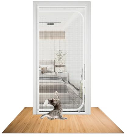 katzengitter balkontür, Verdickte Hund Katze Gittertür mit Reißverschluss, Türnetz Verhindern die Katze herausläuft, Katzenschutzgitter für Wohnzimmer, Schlafzimmer