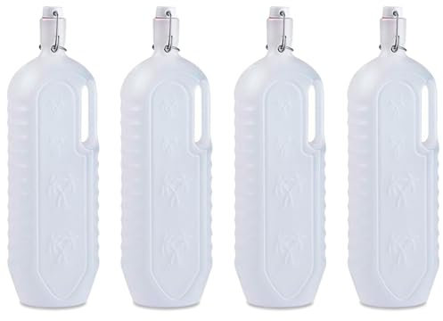 Acan Tradineur - Confezione da 4 bottiglie di plastica con manico, disponibile tappo a pressione e manico, realizzato in plastica (PP) - 35 x 8,5 x 11 cm - 2 litri
