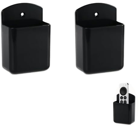 PSFXBM 2 Pcs Wall Mount Remote Control Holder, Tv Remote Holder, Remote Control wall Holder, Durable Remote Holder for Wall and Smooth Surface in Family School Office(Black)