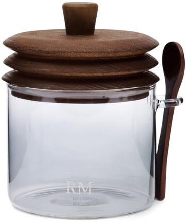 Riviera Maison Vorratsbehälter Transparent, Vorratsgläser Clerical Glas mit Deckel, Küchen Vorratsdose - RM Harmonica Dekorativer Vorratstopf - Glas, Holz - (ØxH) 12x16.5