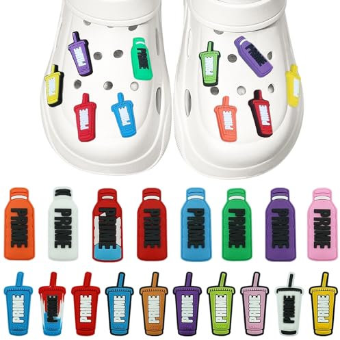 IETWATE 18 Pieces Cute Shoe Charms for Croc Charms, PVC Bottle Shoe Charms with Storage Box, Multicolored Shoe Decoration Accessories for Kids Teens and Adults Birthday Party Gifts