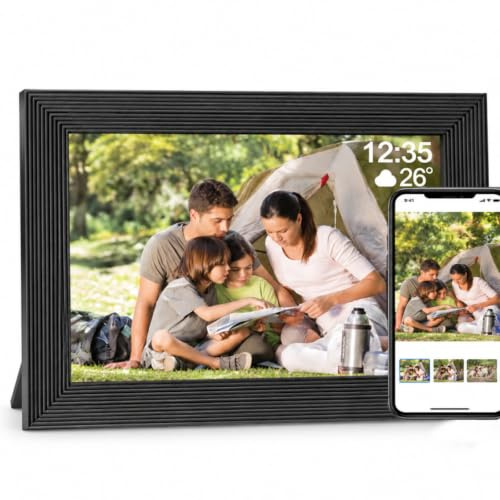 TSITSC Digitaler Bilderrahmen WLAN 10,1 Zoll 1920x1200 Full HD IPS Touchscreen, 32GB Speicher Foto Rahmen mit Frameo App, Automatische Rotation, Geschenk für Eltern Großeltern