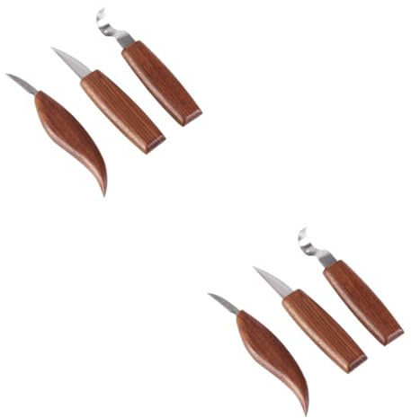 SHINEOFI 6 Stk Tranchiermesser Löffel schnitzen Werkzeuge zum Schnitzen von Löffeln holzschnitzwerkzeug set schnitz messer Zimmermannswerkzeuge Gravierwerkzeuge Rostfreier Stahl Brown